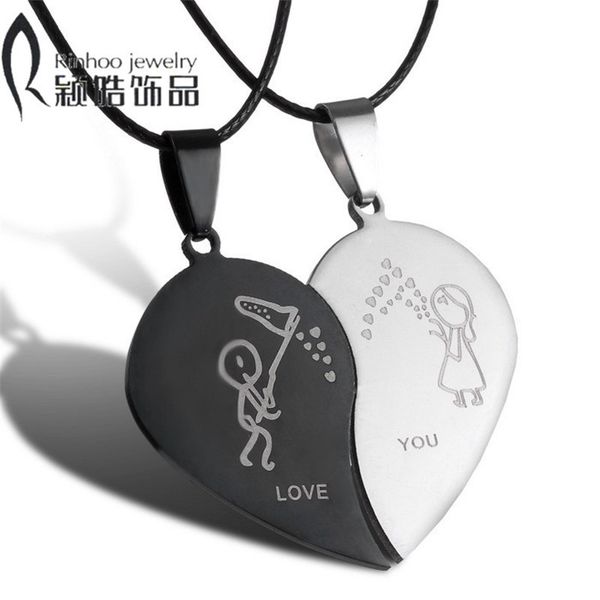 couples jewelry broken heart necklaces black couple necklace stainless steel engrave love you pendants necklace valentine's day, Silver
couples jewelry broken heart necklaces black couple necklace stainless steel engrave love you pendants necklace valentine's day, Silver