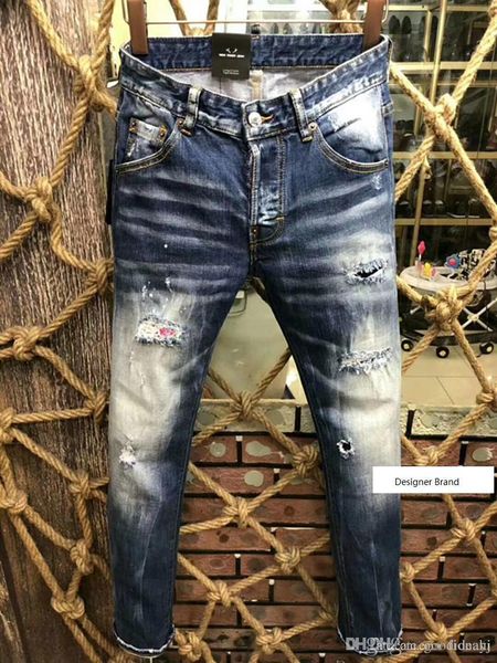 2018 men distressed ripped jeans fashion designer straight motorcycle biker jeans causal denim pants streetwear style mens jeans cool d9199, Blue
2018 men distressed ripped jeans fashion designer straight motorcycle biker jeans causal denim pants streetwear style mens jeans cool d9199, Blue
