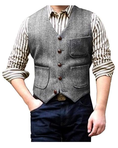 men's vests 2021 suit vest vintage three pockets v neck wool herringbone waistcoat for wedding groomsmen grey/black/brown, Black;white
men's vests 2021 suit vest vintage three pockets v neck wool herringbone waistcoat for wedding groomsmen grey/black/brown, Black;white