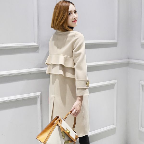 women's wool & blends 2021 spring autumn double-side cashmere coats long 100% coat female korean ruffles winter jacket women ks1728, Black
women's wool & blends 2021 spring autumn double-side cashmere coats long 100% coat female korean ruffles winter jacket women ks1728, Black