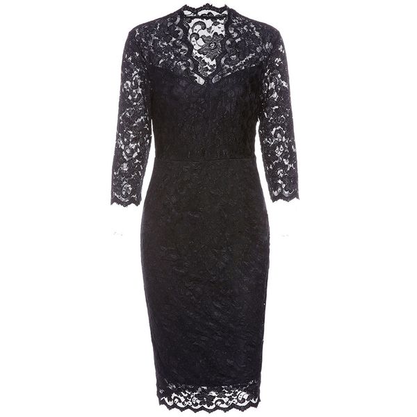 v neck women lace dress knee-length women dresses pencil half sleeve clothes 2018, Black;gray
v neck women lace dress knee-length women dresses pencil half sleeve clothes 2018, Black;gray