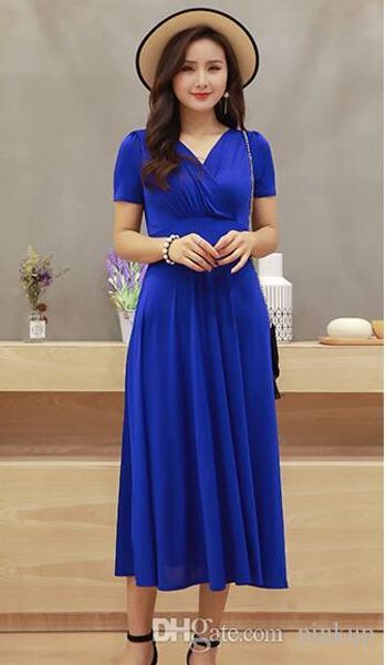 style 2018summer new products big size women's dress women's fashion v-neck short sleeve high waist long skirt, White;black
style 2018summer new products big size women's dress women's fashion v-neck short sleeve high waist long skirt, White;black
