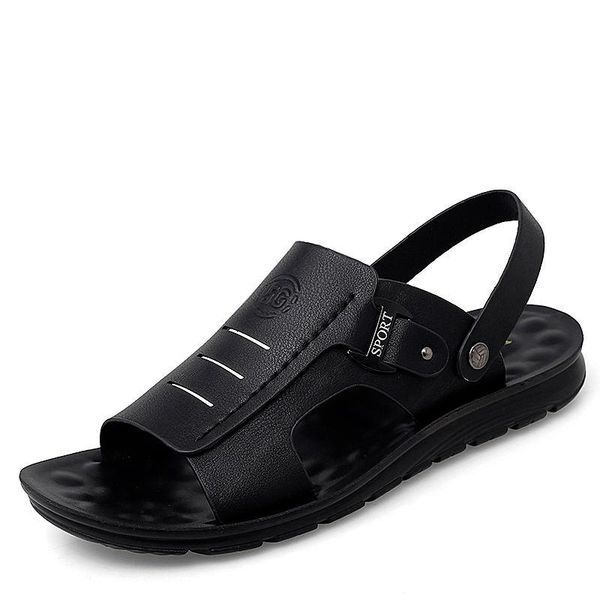 summer leather mens sandals fashion non-slip breathable mens casual beach sandals drive dual-use male, Black
summer leather mens sandals fashion non-slip breathable mens casual beach sandals drive dual-use male, Black