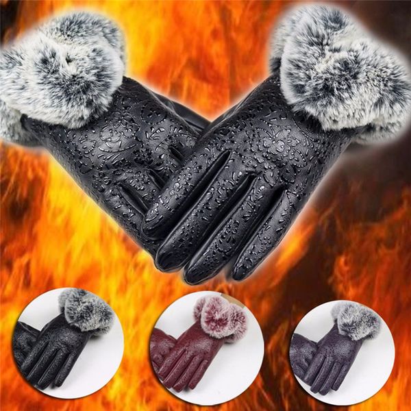women lady black leather gloves autumn winter warm fur mittens hand gloves guantes eldiven handschoenen 40fe15, Blue;gray
women lady black leather gloves autumn winter warm fur mittens hand gloves guantes eldiven handschoenen 40fe15, Blue;gray