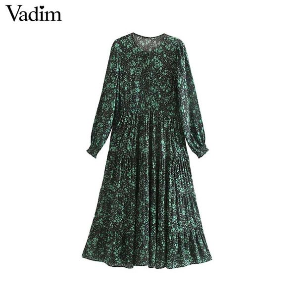 vadim women retro floral print midi dress long sleeve o neck pleated vintage female chic casual dresses vestidos qc776, Black;gray
vadim women retro floral print midi dress long sleeve o neck pleated vintage female chic casual dresses vestidos qc776, Black;gray