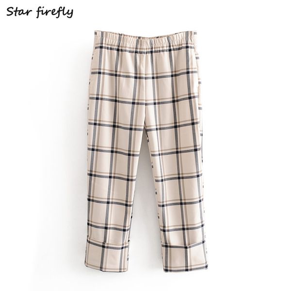star firefly fashion trousers women 2019 casual curled pants loose high waist plaid pants female, Black;white
star firefly fashion trousers women 2019 casual curled pants loose high waist plaid pants female, Black;white