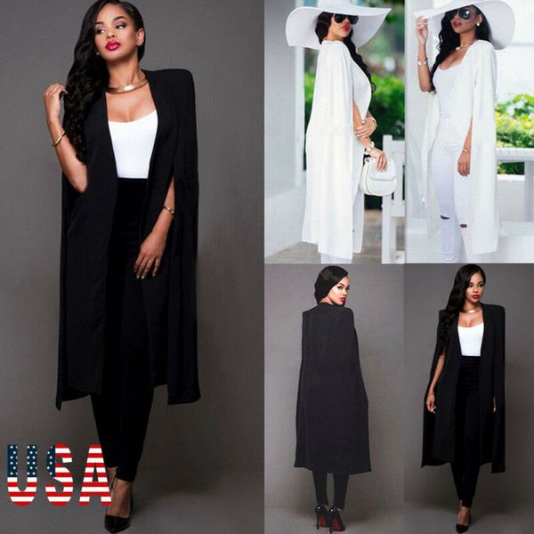 2020 selling new womens loose long cloak blazer cape trench cardigan coat open front split sleeve coat mv66, White;black
2020 selling new womens loose long cloak blazer cape trench cardigan coat open front split sleeve coat mv66, White;black