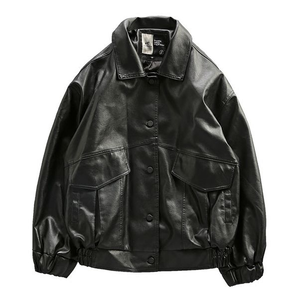 2019 new men's motorcycle leather jacket black leather coat trend loose spring and autumn jacket
2019 new men's motorcycle leather jacket black leather coat trend loose spring and autumn jacket