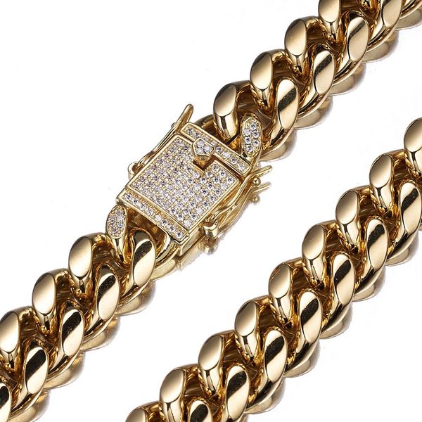12mm wide stainless steel cuban miami chain gold necklaces cz zircon box lock big heavy gold chain for men hip hop rock jewelry, Silver
12mm wide stainless steel cuban miami chain gold necklaces cz zircon box lock big heavy gold chain for men hip hop rock jewelry, Silver