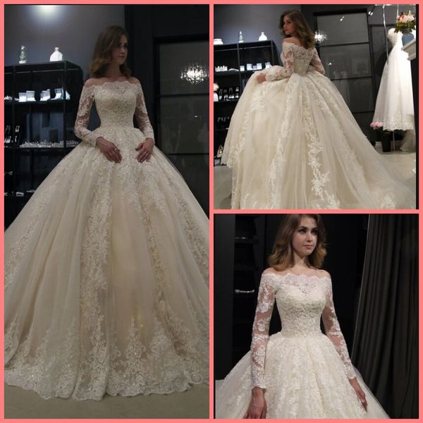 new gorgeous ball gown off the shoulder wedding dresses vintage lace wedding gown long sleeve beaded sequins boat neck robe de mariee, White
new gorgeous ball gown off the shoulder wedding dresses vintage lace wedding gown long sleeve beaded sequins boat neck robe de mariee, White
