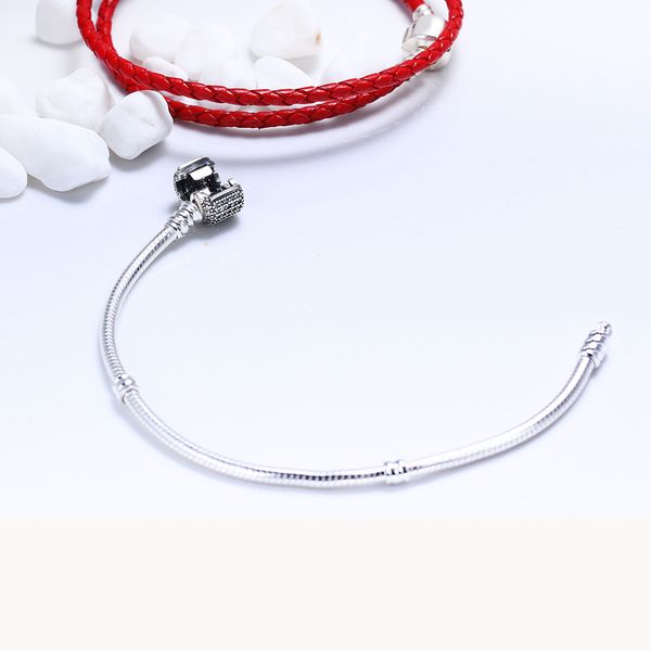 original 925 sterling silver bracelet signature clasp crystal snake chain bangle fit women bead charm diy fashion jewelry, Black 
original 925 sterling silver bracelet signature clasp crystal snake chain bangle fit women bead charm diy fashion jewelry, Black