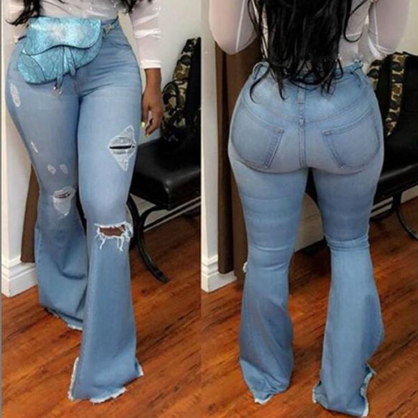 women's fashion high waist jeans cotton casual high-elastic trumpet-shaped broken holes baby blue mom jeans bell pants s-3xl
women's fashion high waist jeans cotton casual high-elastic trumpet-shaped broken holes baby blue mom jeans bell pants s-3xl