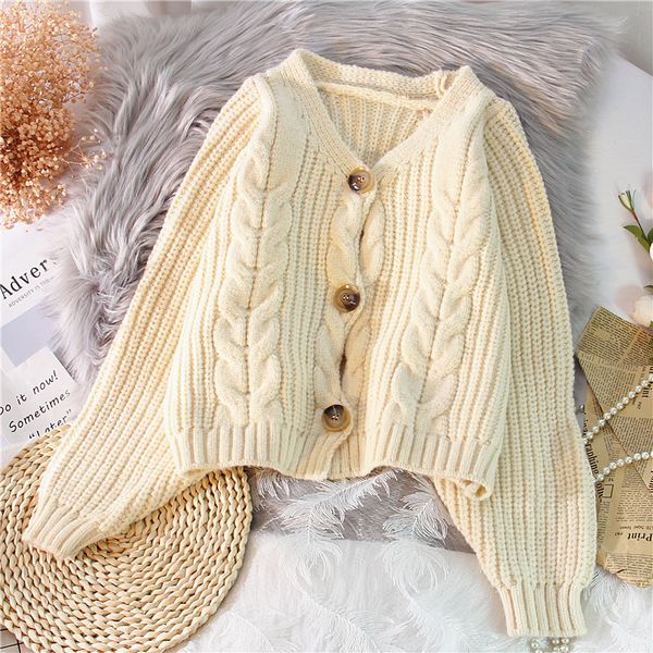 women's sweaters cardigan new 2020 spring knitted twist casual sweater autumn v-neck single-breasted long sleeve short coat, White
women's sweaters cardigan new 2020 spring knitted twist casual sweater autumn v-neck single-breasted long sleeve short coat, White