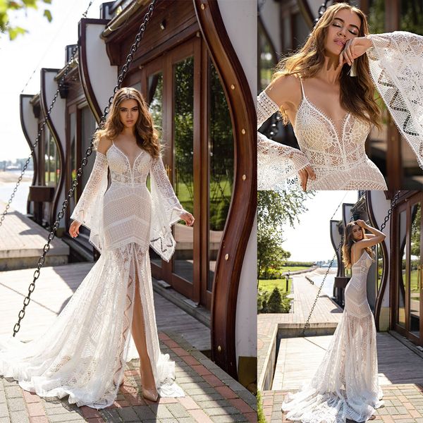 silviamo mermaid wedding dresses spaghetti long sleeve front split appliques lace bridal gowns sweep train robes de mariée, White
silviamo mermaid wedding dresses spaghetti long sleeve front split appliques lace bridal gowns sweep train robes de mariée, White