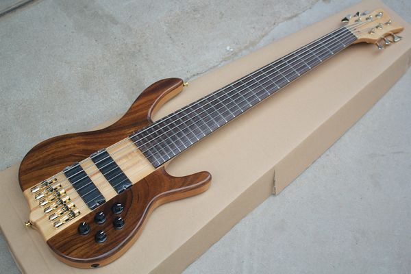 

new factory custom 6 strings neck-thru-body electric bass guitar with active circuit,2 pickups,golden hardware,offer customize