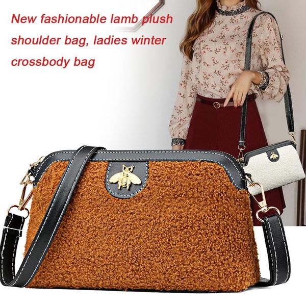 casual women lamb fleece shoulder messenger bags durable fashion solid color handbags simple bee decoration shell crossbody
casual women lamb fleece shoulder messenger bags durable fashion solid color handbags simple bee decoration shell crossbody