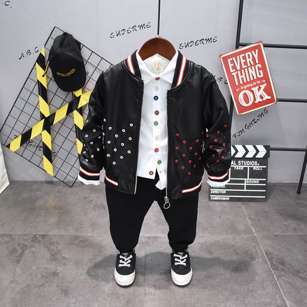 3pcs wlg boys clothes kids autumn black pu jacket white shirt and pant clothing set baby fashion clothes t200414
3pcs wlg boys clothes kids autumn black pu jacket white shirt and pant clothing set baby fashion clothes t200414