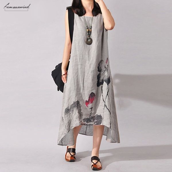 dress plus size s 5xl zanzea summer midi vintage painting sleeveless cotton linen loose casual women calf dress vestidos, Black;gray
dress plus size s 5xl zanzea summer midi vintage painting sleeveless cotton linen loose casual women calf dress vestidos, Black;gray