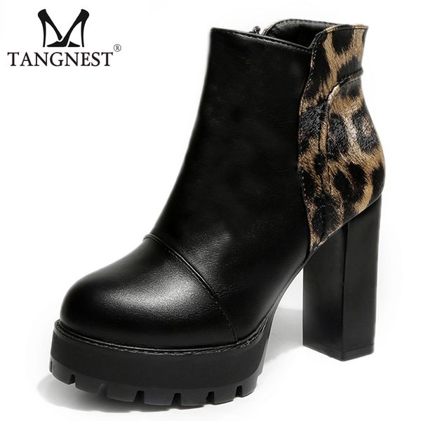 tangnest new leopard women ankle boots platform winter solid pumps shoes rubber square high heels boot shoes woman xwx6793, Black
tangnest new leopard women ankle boots platform winter solid pumps shoes rubber square high heels boot shoes woman xwx6793, Black