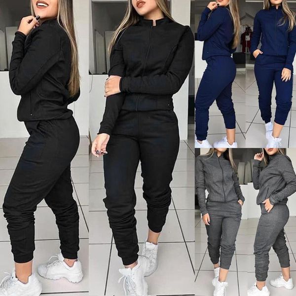 sfit tracksuit women 2 pcs running set 2020 zipper joggers suits workout clothes loose sweatshirts casual sportswear, Black;blue
sfit tracksuit women 2 pcs running set 2020 zipper joggers suits workout clothes loose sweatshirts casual sportswear, Black;blue