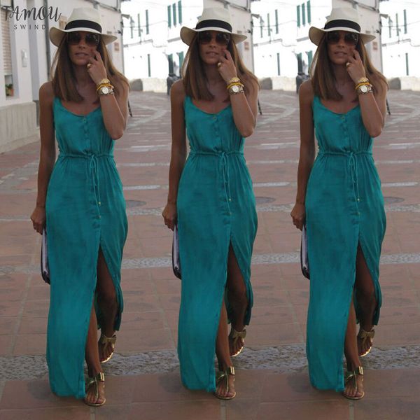 women spaghetti sling long maxi dress lady high waist sleeveless front wrap beach dresses sundress, Black;gray
women spaghetti sling long maxi dress lady high waist sleeveless front wrap beach dresses sundress, Black;gray