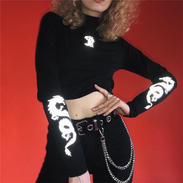 Februaryfrost Women Personality Chinese Letter and Dragon Print T-shirts Fashion Long Sleeve Reflective Tops streetwear
Februaryfrost Women Personality Chinese Letter and Dragon Print T-shirts Fashion Long Sleeve Reflective Tops streetwear