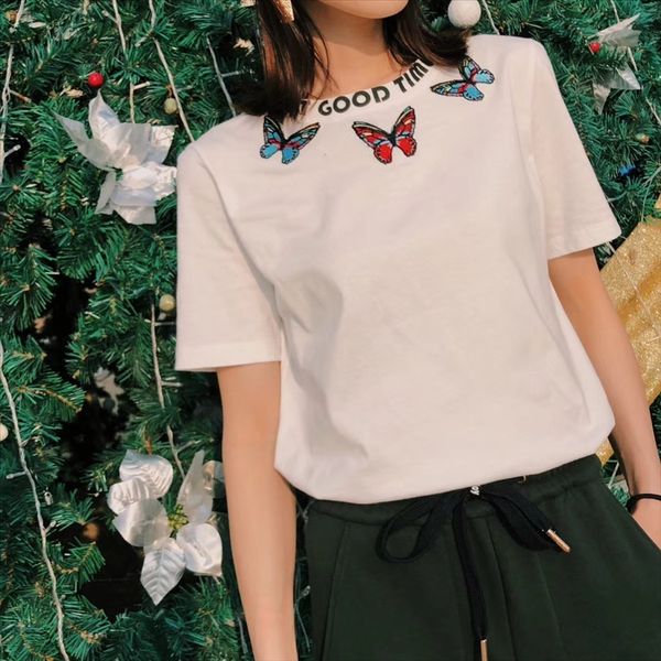 2019 embroidered cotton animal short-sleeved casual commuting temperament women's wear 2019 embroidered cotton butterfly animal t-shirt, White
2019 embroidered cotton animal short-sleeved casual commuting temperament women's wear 2019 embroidered cotton butterfly animal t-shirt, White