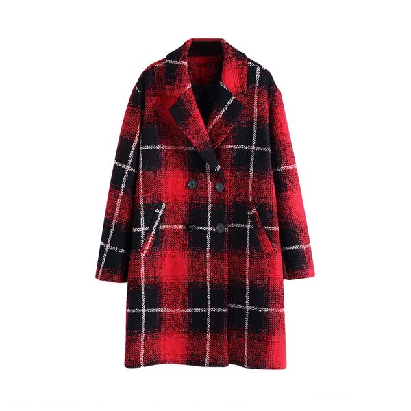 women plaid coat autumn winter double breasted fashion mid length coats outerwear long sleeve wide waisted jacket manteau femme, Black
women plaid coat autumn winter double breasted fashion mid length coats outerwear long sleeve wide waisted jacket manteau femme, Black