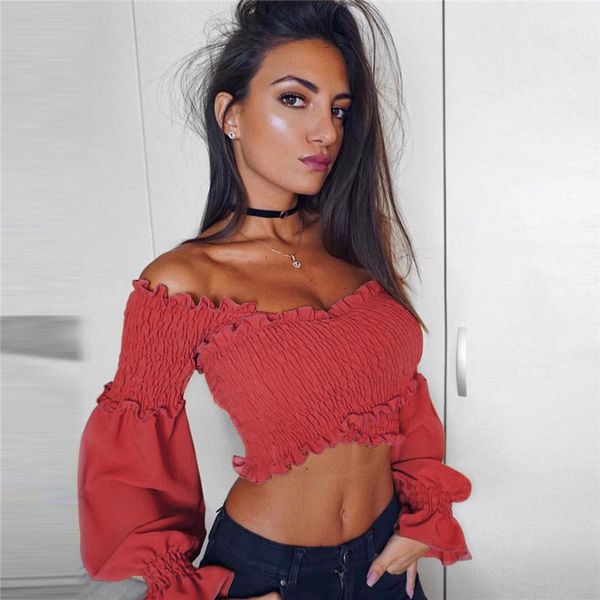 off shoulder crop t shirt women elegant ruffles lantern sleeve pleated shirt 2019 spring autumn short t-shirts tee, White
off shoulder crop t shirt women elegant ruffles lantern sleeve pleated shirt 2019 spring autumn short t-shirts tee, White