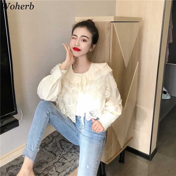 women's blouses & shirts woherb spring summer blouse korean fashion women long-sleeved loose lace ruffle shirt 2021 sweet casual blusa, White
women's blouses & shirts woherb spring summer blouse korean fashion women long-sleeved loose lace ruffle shirt 2021 sweet casual blusa, White