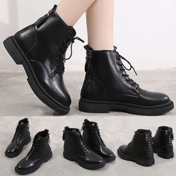 punk waterproof ankle leather boots platform thick sole womens non-slip round toe double zipper low-heeled shoes ankle boots, Black
punk waterproof ankle leather boots platform thick sole womens non-slip round toe double zipper low-heeled shoes ankle boots, Black