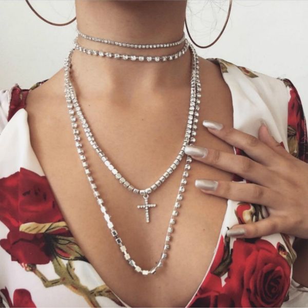 stonefans multi-layer long rhinestone choker necklace for women cross crystal chocker chain necklace jewelry gifts, Silver
stonefans multi-layer long rhinestone choker necklace for women cross crystal chocker chain necklace jewelry gifts, Silver