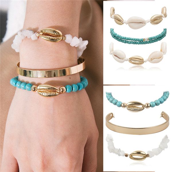 3 pcs/set personality natural stone gem shell bracelets for women girls charm bracelet set gold cuff bangles jewelry gifts, White
3 pcs/set personality natural stone gem shell bracelets for women girls charm bracelet set gold cuff bangles jewelry gifts, White