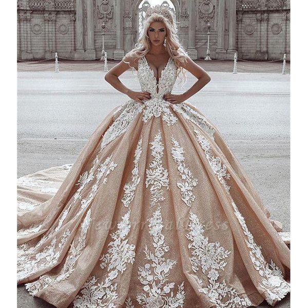 champagne deep-v-neck ball gown wedding dress 2020 sleeveless appliques long train beidal wedding gowns robe de mariee, White
champagne deep-v-neck ball gown wedding dress 2020 sleeveless appliques long train beidal wedding gowns robe de mariee, White