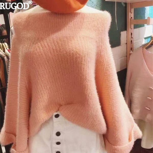 rugod 2018 new arrivals loose slash neck simple women flare sleeve pullover off-the-shoulder mink cashmere female sweater, White;black
rugod 2018 new arrivals loose slash neck simple women flare sleeve pullover off-the-shoulder mink cashmere female sweater, White;black