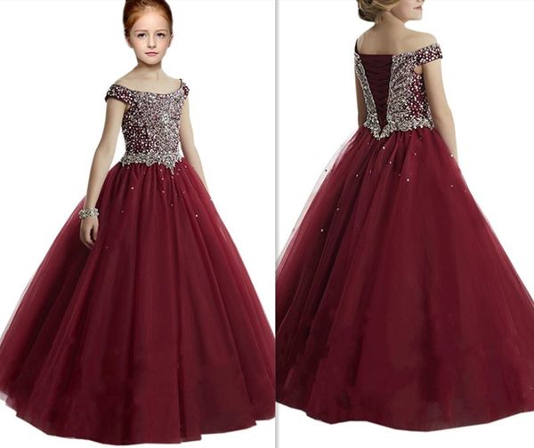 fashion burgundy girls pageant dresses for prom evening party off the shoulder with short sleeves tulle embellished crystal, Red;yellow
fashion burgundy girls pageant dresses for prom evening party off the shoulder with short sleeves tulle embellished crystal, Red;yellow