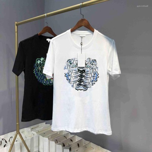 white summer fashion short sleeved tees mens animal embroidery designer tshirts black, White;black
white summer fashion short sleeved tees mens animal embroidery designer tshirts black, White;black