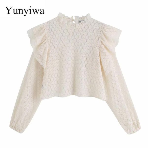 new autumn women laminated ruffles lace blouses chic short shirts female high street lantern sleeve ruffled blusas, White
new autumn women laminated ruffles lace blouses chic short shirts female high street lantern sleeve ruffled blusas, White