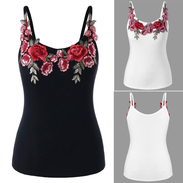fashion womens plus size rose embroidery floral tank shirt blouse camisole large size rose embroidery applique sling, White
fashion womens plus size rose embroidery floral tank shirt blouse camisole large size rose embroidery applique sling, White
