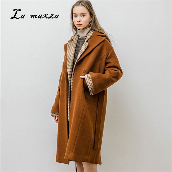 woman coats winter wool long coat 2018 vintage fashion korean camel ladies coats oversize, Black
woman coats winter wool long coat 2018 vintage fashion korean camel ladies coats oversize, Black
