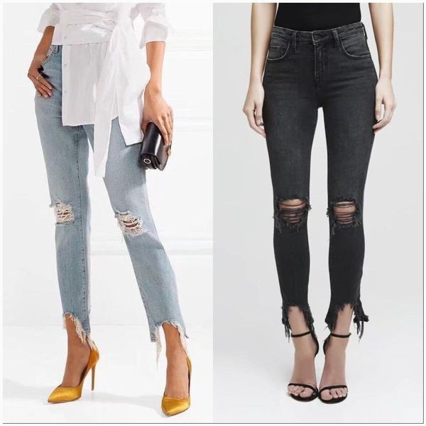 street fashion knees ripped jeans high waist s thin slim denim cropped pants female hole fashion trousers, Blue
street fashion knees ripped jeans high waist s thin slim denim cropped pants female hole fashion trousers, Blue