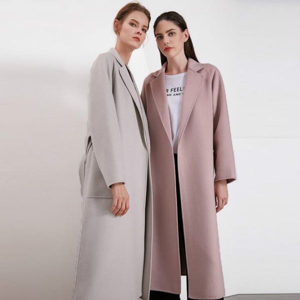2019 new water ripple double-sided cashmere coat ladies long section with a waist european and american style wool woolen coat, Black
2019 new water ripple double-sided cashmere coat ladies long section with a waist european and american style wool woolen coat, Black
