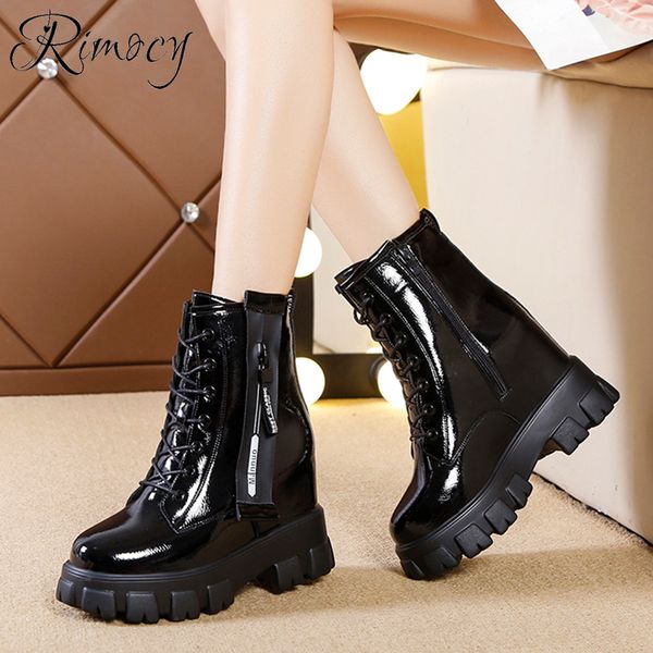 rimocy women thick fur patent leather winter boots fashion hidden wedge platform shoes woman thick sole motorcycle botas mujer, Black
rimocy women thick fur patent leather winter boots fashion hidden wedge platform shoes woman thick sole motorcycle botas mujer, Black