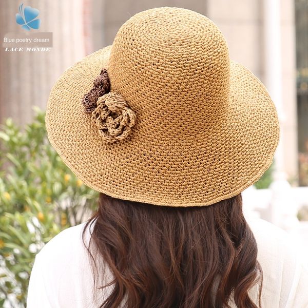 flower female summer sun outdoor travel sunscreen big edge foldable beach straw straw flowers and grass hat seaside holiday sun hat, Blue;gray
flower female summer sun outdoor travel sunscreen big edge foldable beach straw straw flowers and grass hat seaside holiday sun hat, Blue;gray
