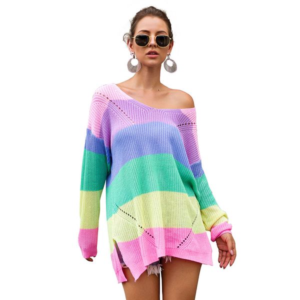 loose daily wear knit crew neck women sweater rainbow stripe gift long sleeve pullover fashion casual contrast color autumn, White;black
loose daily wear knit crew neck women sweater rainbow stripe gift long sleeve pullover fashion casual contrast color autumn, White;black