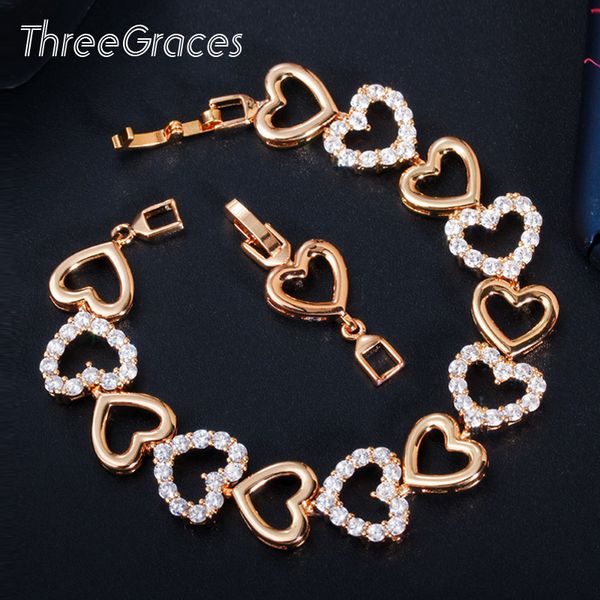 link, chain threegraces romatic african love heart dubai gold cubic zirconia charm link bracelets for women valentine's gift br112, Black
link, chain threegraces romatic african love heart dubai gold cubic zirconia charm link bracelets for women valentine's gift br112, Black