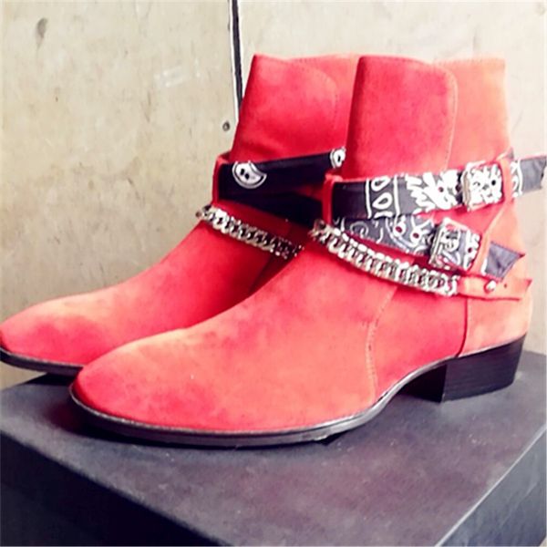 2018 high end exclusive chain buckle strap graffiti cloth boots red suede catwalk t show luxury men boots, Black
2018 high end exclusive chain buckle strap graffiti cloth boots red suede catwalk t show luxury men boots, Black