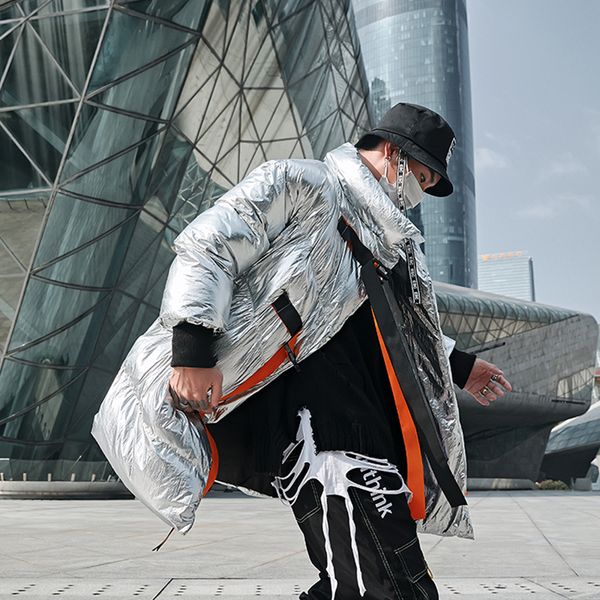 men loose casual winter ribbon bright shining thick cotton padded parka coat male women streetwear hip hop jacket outerwear, Black
men loose casual winter ribbon bright shining thick cotton padded parka coat male women streetwear hip hop jacket outerwear, Black