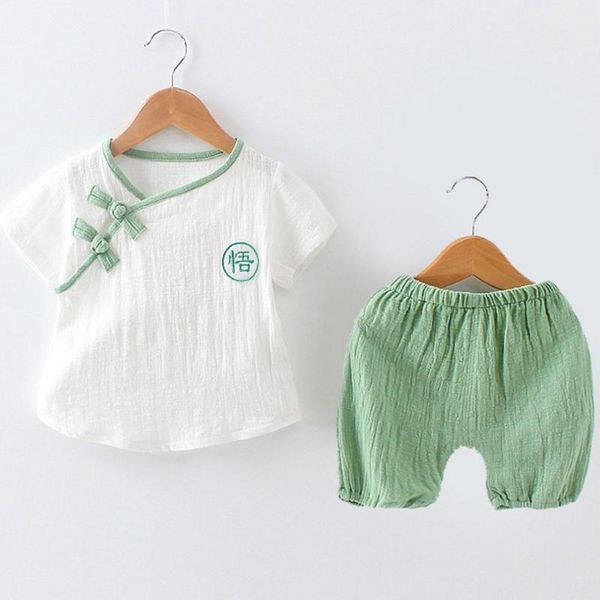 summer toddler kids baby girls cothes cotton linen button +solid shorts pants outfits set girl clothes kids clothes w5, White