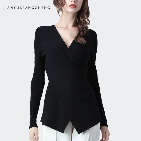women sweater v-neck slim waist knitted black long pullovers elegant loose ladies autumn winter office wear sweaters, White;black
women sweater v-neck slim waist knitted black long pullovers elegant loose ladies autumn winter office wear sweaters, White;black